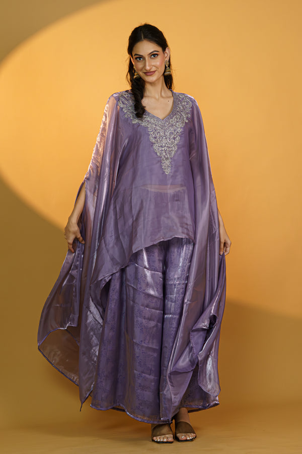 Soft Mauve Elegance Handcrafted Sharara Set
